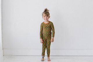 KicKee Pants Celebration Print Long Sleeve Pajama Set - Moss Jack OLantern