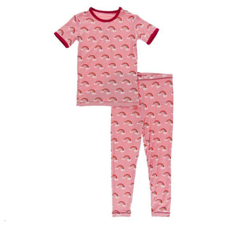 KicKee Pants Celebration Print Short Sleeve Pajama Set - Strawberry Rainbows