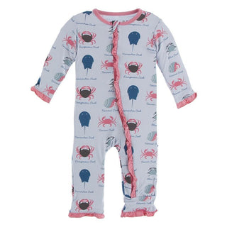 KicKee Pants Classic Ruffle Coverall with Zipper - Dew Crab Types