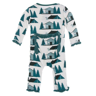 KicKee Pants Classic Ruffle Coverall with Zipper - Natural Cabins and Tents