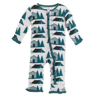 KicKee Pants Classic Ruffle Coverall with Zipper - Natural Cabins and Tents