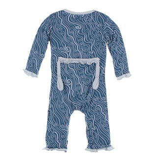 KicKee Pants Classic Ruffle Coverall with Zipper - Twilight Whirling River
