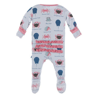 KicKee Pants Classic Ruffle Footie with Zipper - Dew Crab Types