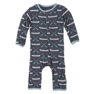 KicKee Pants Coverall with Snaps - Stone Paddles and Canoe
