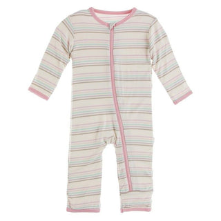 KicKee Pants Coverall with Zipper - Cupcake Stripe