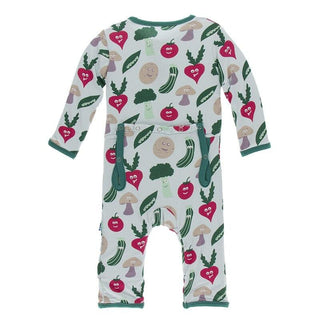 KicKee Pants Coverall with Zipper - Illusion Blue Happy Veggies