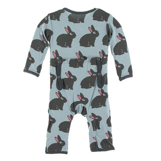 KicKee Pants Coverall with Zipper - Jade Forest Rabbit