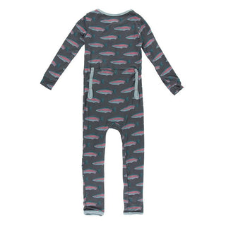 KicKee Pants Coverall with Snaps - Stone Rainbow Trout