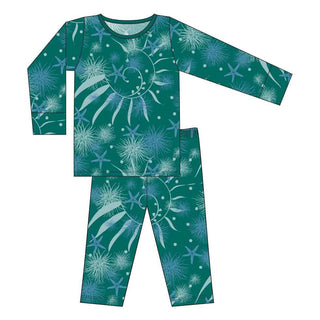 KicKee Pants Custom Print Long Sleeve Pajama Set - Ivy Sea Garden
