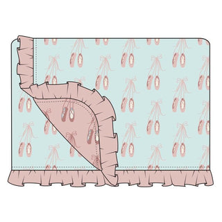 KicKee Pants Custom Print Ruffle Double Layer Throw Blanket - Fresh Air Ballet and Baby Rose Ballet with Baby Rose, One Size