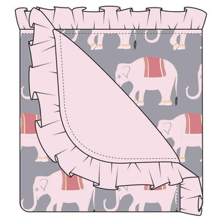 KicKee Pants Custom Print Ruffle Toddler Blanket - Feather Indian Elephant, One Size