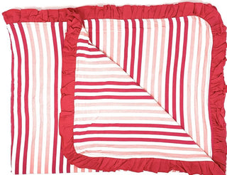 KicKee Pants Custom Ruffle Toddler Blanket - Forest Fruit Stripe with Forest Fruit Stripe Reverse