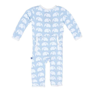 KicKee Pants Essentials Boys Coverall with Snaps, Pond Elephant