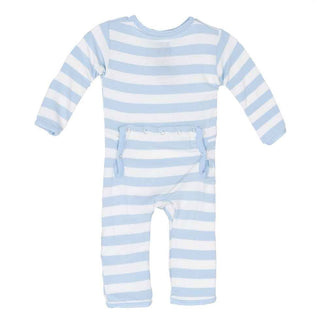 KicKee Pants Essentials Boys Coverall with Snaps, Pond Stripe