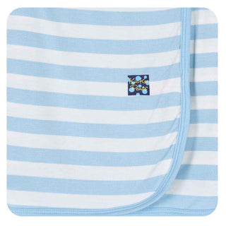 KicKee Pants Essentials Boys Swaddling Blanket, Pond Stripe, One Size
