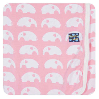 KicKee Pants Essentials Girls Swaddling Blanket, Lotus Elephant, One Size