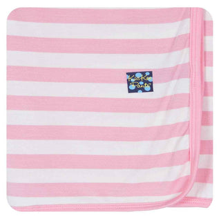 KicKee Pants Essentials Girls Swaddling Blanket, Lotus Stripe, One Size