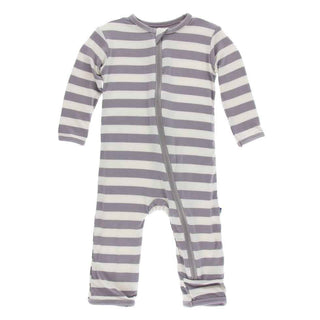 KicKee Pants Essentials Print Coverall with Zipper - Feather Contrast Stripe