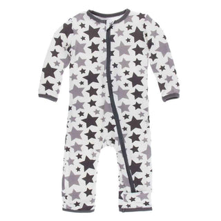 KicKee Pants Essentials Print Coverall with Zipper - Feather/Rain Stars