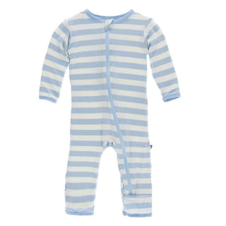 KicKee Pants Essentials Print Coverall with Zipper - Pond Stripe