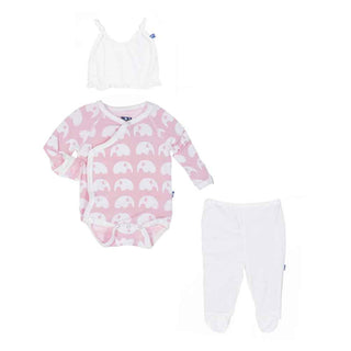 KicKee Pants Essentials Ruffle Newborn Gift Set, Lotus Elephant
