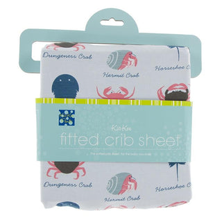KicKee Pants Fitted Crib Sheet - Dew Crab Types