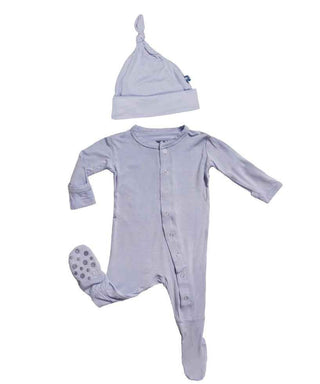 KicKee Pants Footie and Single Knot Hat Gift Set, Lilac