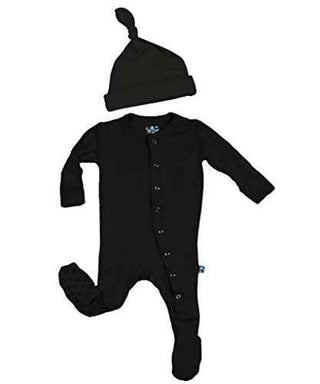 KicKee Pants Footie and Single Knot Hat Gift Set, Midnight