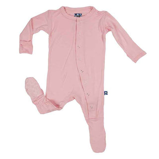Kickee Pants Solid Girl's Footie with Snaps - Lotus
