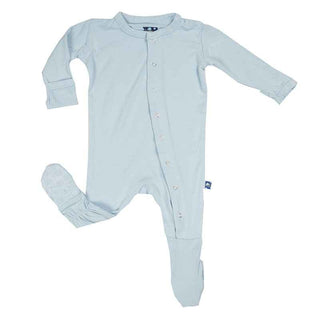 Kickee Pants Solid Boy's Footie with Snaps - Pond