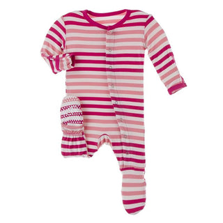 KicKee Pants Footie with Snaps - Forest Fruit Stripe