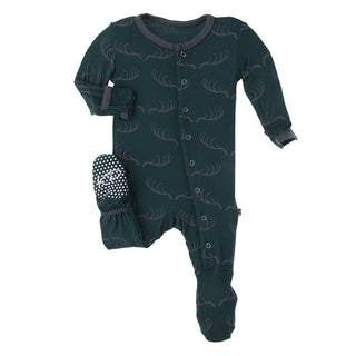 Footie with Snaps - Pine Deer Rack KicKee Pants Size: Newborn