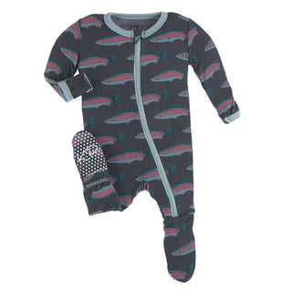 Footie with Zipper - Stone Rainbow Trout KicKee Pants Size: Preemie