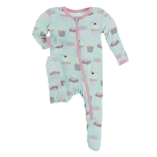 Bamboo Footie with Zipper - Summer Sky Cupcakes KicKee Pants Size: Newborn