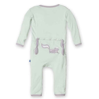 KicKee Pants Girls Fitted Applique Coverall - Aloe Skunk
