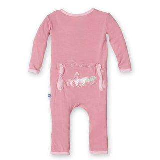 KicKee Pants Girls Fitted Applique Coverall - Desert Rose Wild Horses