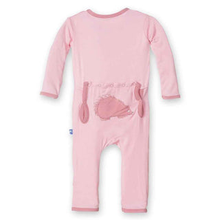 KicKee Pants Girls Fitted Applique Coverall - Lotus Porcupine