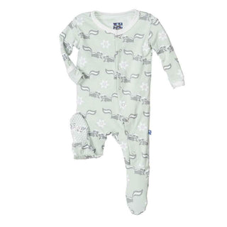 Bamboo Footie with Snaps - Aloe Skunk Baby & Toddler Sleepwear
