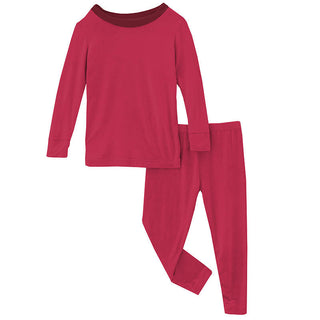 KicKee Pants Girls Long Sleeve Pajama Set - Taffy with Wild Strawberry