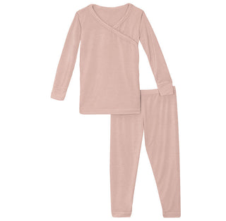 KicKee Pants Girls Long Sleeve Scallop Kimono Pajama Set - Peach Blossom