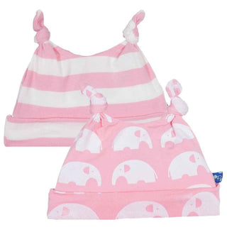 Girls Newborn Hat Gift Set - Lotus Elephant & Lotus Stripe KicKee Pants Size: Newborn - 3 Months