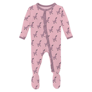 KicKee Pants Girl's Print Bamboo Classic Ruffle Footie with 2-Way Zipper - Cake Pop Ugly Duckling 