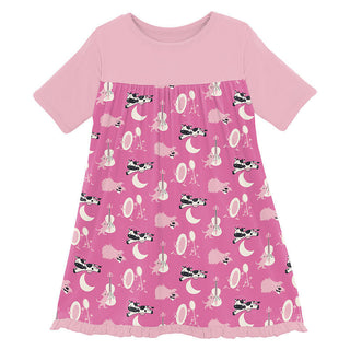 KicKee Pants Girl's Print Bamboo Classic Short Sleeve Swing Dress - Tulip Hey Diddle Diddle 