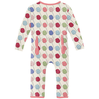 KicKee Pants Girl's Print Bamboo Coverall with 2-Way Zipper - Lula's Lollipops