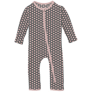 KicKee Pants Girl's Print Bamboo Coverall with 2-Way Zipper - Pewter Sparkle