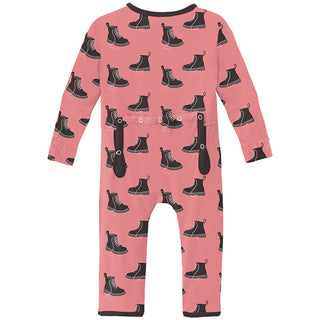 KicKee Pants Girl's Print Bamboo Coverall with 2-Way Zipper - Strawberry Boots