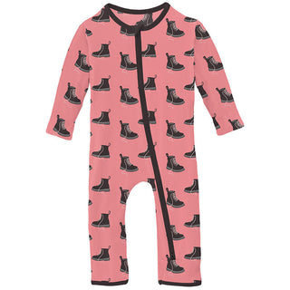 KicKee Pants Girl's Print Bamboo Coverall with 2-Way Zipper - Strawberry Boots