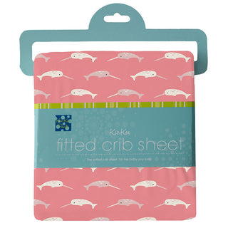 KicKee Pants Girl's Print Bamboo Fitted Crib Sheet - Strawberry Narwhal