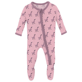 KicKee Pants Girl's Print Bamboo Muffin Ruffle Footie with 2-Way Zipper - Cake Pop Ugly Duckling 