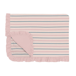 KicKee Pants Girl's Print Bamboo Ruffle Toddler Blanket - Flotsam Stripe